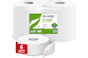 Lucart Professional, Förpackning med 6 jumborullar ekologiskt toalettpapper, 2-lagers, mjukt och kraftigt, 100% återvunnet, FSC Recycled-certifierat, färg: vitt
