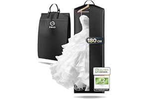 FR FIRIO FiRiO 1x Funda Vestido Largo Plegable I 180x60cm I Transpirable Porta Trajes Mujer I Portátil Funda Para Trajes de Flamenca, Vestido de Novia, Vestido de Noche, Abrigo I Antipolvo Fundas Ropa Armario