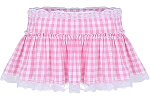 Nimiya Mens Sissy Lace Hem Pleated Mini Skirts Crossdressing Ruffle Micro Skirts Adult Briefs Underwear Skirts