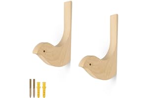 GEBAUM 2 ganchos de madera de pájaro, ganchos de pared hermosos y texturizados, ganchos de madera para guardarropa, se pueden utilizar en la oficina, sala de estar y dormitorio