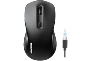 TECKNET Souris Bluetooth Rechargeable, Souris sans Fil Silencieuse et Ergonomique 3 Modes (BT5.0+BT3.0+2.4G), 4800 DPI, 6 Boutons, Souris Ordinateur sans Fil pour PC, Mac, Laptop, Windows