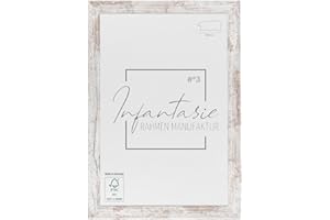 Infantasie 'N°3' Bilderrahmen 20x70 handgefertigt nach Maß | Vintage Weiss | MDF-Holz Design Collage Holzbilderrahmen inkl. Acrylglas und Metall Aufhänger (Querformat & Hochformat)