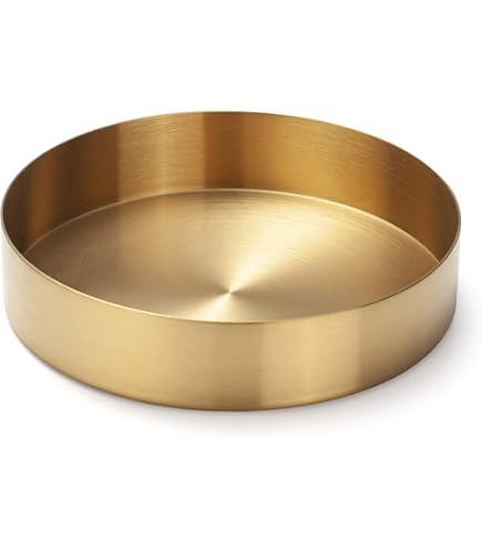 LT Easiyl Lot De 2pcs Plateaux De Rangement Ronds Dorés Plateau - 9