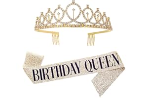 ZHOUHON Accessoires d'anniversaire Birthday Crown Ceinture d'anniversaire, Couronne de Princesse, Comme Cadeau d'anniversaire pour fFemme, Décoration d'anniversaire.