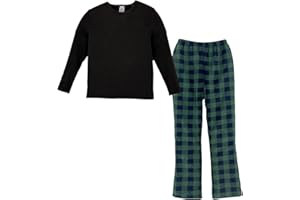 LANBAOSI Girls Fleece Pyjamas Set Lounge Wear Set for Kids Thermal Crew Shirts Long Sleeve Top & Plaid Pyjamas Bottoms Microfleece Nightwear Warm Pjs Sets