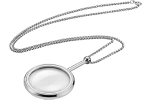 Eschenbach Optik runde, verchromte Schmucklupe mit 3,5X-Vergrößerung und Linsendurchmesser von 40 mm - mit 80cm Langer Kette
