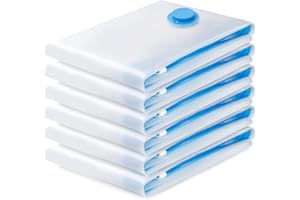 WOOBROO 6 sacchetti sottovuoto per indumenti,sacchetti sottovuoto riutilizzabili per biancheria da letto,vestiti,piumoni,materassi,tende e viaggi(70 * 50cm)