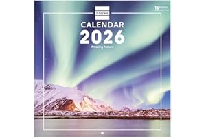 Finocam - Calendario de pared 2026 30x30 cm Mes Vista Enero - Diciembre 2026 + Sep.- Dic. 2025 (4 meses) reducidos | Calendario 2026 | Imágenes Nature - Internacional
