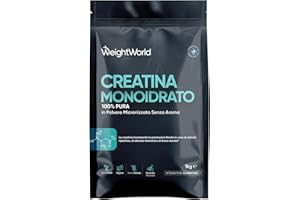 WEIGHTWORLD Creatina Monoidrata in Polvere da 1kg Vegana, 3000mg, 330 Dosi (10+ Mesi), Fattore di Maglia 200, 100% Pura, Creatina in Polvere Micronizzata con Misurino, Pre Workout e Post Workout, Senza Glutine