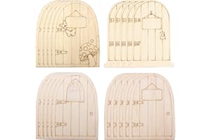 KSOPSDEY Hada Mini Puerta Mini Puerta de Jardín de Hadas Accesorios de Decoración de Puertas de Madera en Miniatura Adornos Artesanales de Bricolaje Espacios en Blanco de Madera en Miniatura Sin Pintar