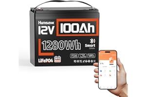 ‎HUMSIENK HumsiENK 12V 150Ah LiFePO4 Batterie mit Bluetooth, Bis zu 15000+ Zyklen, Eingebautes 110A BMS, Schutz vor niedrigen Temperaturen, Perfekt für Wohnmobil/Camping im Freien, 10 Jahre Lebensdauer