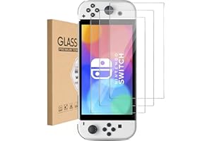 JZW-SHOP [3 Pack] Tempered Glass Screen Protector for Switch OLED Model 2021, Transparent HD Clear Anti-Scratch Screen Protector Compatible with Switch OLED