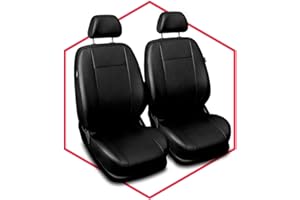 Saferide 2er Set Autositzbezüge PKW universal | Auto Sitzbezüge Kunstleder Schwarz für Airbag geeignet | für Vordersitze | 1+1 Autositze vorne
