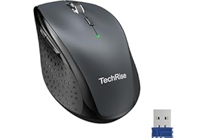 TechRise Kabellose Maus für Laptop, 4800 DPI Optisch, 2.4G Ergonomische Computer Maus, 30 Monate Batterie, 6 Tasten Kabellose Maus, Tragbare Optische USB Maus für PC Windows Mac Chromebook