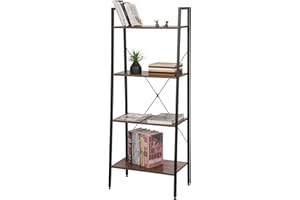 eSituro Estante para Piso Estantería Librería Estante de Cocina Estante de Almacenamiento de Organizador Multifuncional para Libros Plantas con 4 Estantes Metal + MDF 60x35x148CM SSTR0053