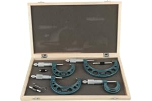 CIKONIELF Mikrometer Außenmikrometer, 4 Stück 0-25 mm, 25-50 mm, 50-75 mm, 75-100 mm Außenmikrometer Mikrometerschraube Bügelmessschrauben Satz Mikrometer-Set mit Fall