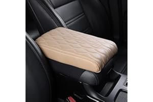 ZOSONET Armlehnenbox aus Gedächtnisschaum für Fahrzeuge - Leather Car Armrest Box Pad, Universal Auto Armlehnen Auflage, Auto Mittelkonsole Pad, Mittelkonsole Abdeckung, Dicke 5cm (Beige)