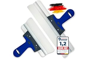 BACHSAM® Flächenspachtel Set 400mm & 250mm, trockenbau Spachtel werkzeug Set, Flächenglätter zum Spachten, Verputzen mit ergonomischem und rostfreiem edelstahl, glättspachtel Glätter Made in Germany