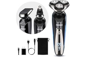 ‎PRITECH PRITECH Rasierer Elektrorasierer für Herren 3 IN 1 Elektrorasierer mit Präzisionstrimmer Bartschneider PRITECH IPX7 Rotationsrasierer Nass- und Trockenrasierer Gesichtsrasierer Kabellos