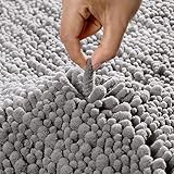 Norcho Weiche Mikrofaser Badematte Badevorleger Rutschfest Antibakteriell Gummi Teppich (Grau)