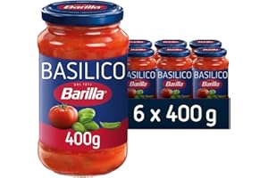 Barilla Basilico Pasta Sauce – Italian Tomato & Basil Pasta Sauce with Sun-Ripened Tomatoes – 100% Italian Tomatoes – Bulk Pack of 6 x 400g Jars