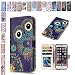 Produktbild Samsung Galaxy J3 2016 2015 Hülle Eule, E-Mandala Flip Case Leder Wallet Cover Tasche handyhüllen TPU Silikon Bumper Schutz Schale 3D Muster Schutzhülle für Samsung Galaxy J3 2016 2015 Lederhülle mit Kartenfach Magnetisch Klapphülle Handytasche Zubehör