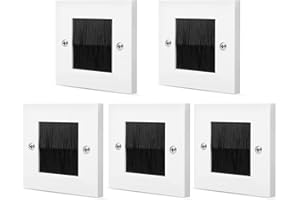 TNP PRODUCTS TNP Brush Faceplate Faceplate Wall Plate - Single Gang Cable Entry Access Brush Bristles Style Strap Opening Port Insert Socket Wiring Plug Jack Decorative Cover Outlet Mount Panel (Black) (5 Pack)