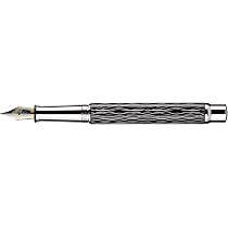 Otto Hutt Design 04 Füllfederhalter – Schwarz-Silber, Guilloche-Muster, Federstärke M