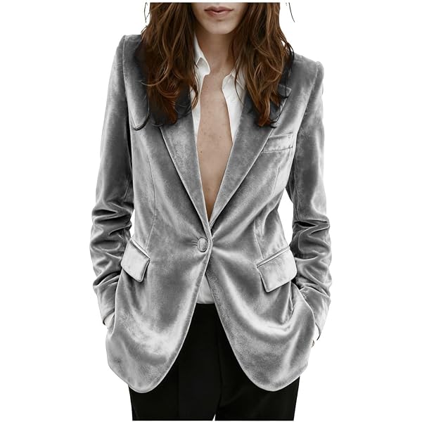 Blazer In Velluto Da Donna – Taglio Slim, Colore Unico, Maniche Lunghe, Collo A Revers, In Poliestere, Perfetto Per Ufficio, Serate E Occasioni Eleganti