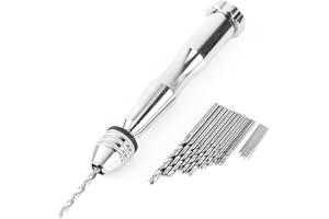 Walfront Twist Drill Bits Pin Vise Hand Drill with 25Pcs HSS Twist Drill Bit Set Chuck Handle Range 0.3-3.6mm