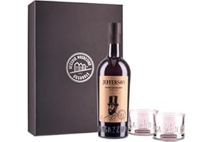 VECCHIO MAGAZZINO DOGANALE Jefferson Amaro Importante, 700 ml, Confezione Regalo con 2 Bicchieri Equilibrio, Amaro Calabrese, Note Agrumate Erbacee, Ideale con Bitter e Vermouth, Botaniche Selezionate, Raccolte a Mano, 30% Vol.