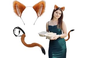 TSHAOUN Finto peloso volpe gatto orecchie Cosplay Set, Costume volpe Orecchie volpe Coda per Dress Up Carino Costume Party per Donna o Adulti