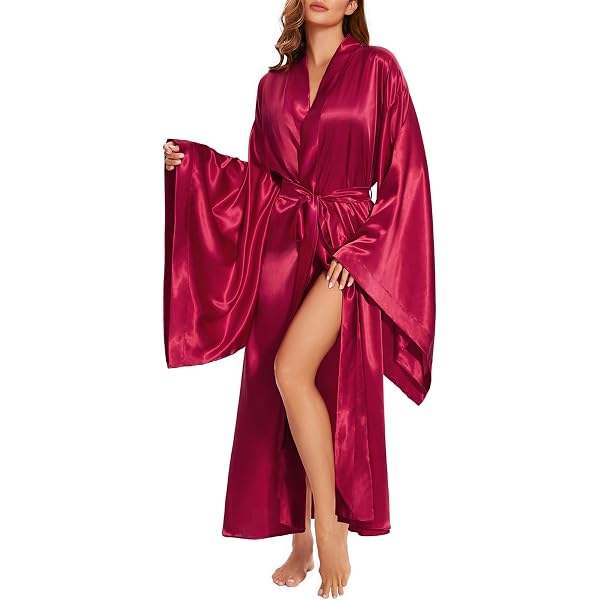 Kimono Satin Longue Robe De Chambre Kimono Longue MAYILNSIN - Satin Pour Femme, Grande Taille Peignoir Satin