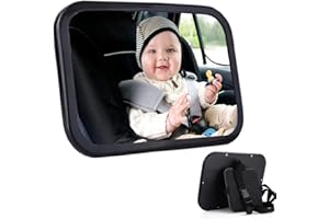 VASEN Espejo Coche Bebe Asiento Trasero con Pegatina Adhesiva Baby in Car, Mantenga el Contacto Visual con el Bebé en el Coche, XXL Convexo, Imágenes Más Claras, 360° Giratorio Espejo Retrovisor Bebe