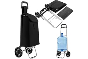 COSTWAY Wózek na zakupy 35 l, składany, wózek na zakupy z kółkami, ze zdejmowaną torbą na zakupy i kieszenią boczną, obciążenie do 35 kg, 34 x 28 x 90 cm