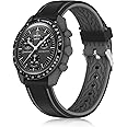 Farluya Band Compatible with Moonswatch,Soft Silicone 20mm Replacement Band for Omega X Swatch Moonswatch Speedmaster/Rolex/SEIKO for Women Men