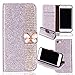 Produktbild iPhone 5S Glitzer Hülle,iPhone SE Leder Hülle,Hülle Flipcase für iPhone 5S/SE/5,Vintage Elegant Edel Einfarbig Matt Luxus Mode Butterfly Muster Glitter Glitzer Bling Diamond Ultra Weich Schlanke Ledertasche Brieftasche mit Magnetverschluss Flip Frau Mädchen Komplett Schutz Schutzhülle Handyhülle Etui Case Cover für Apple iPhone 5S/SE/5