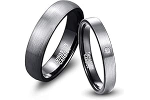 NUNCAD Paar Ringe Eheringe 4mm 6mm breit, Wolfram Ring Herren/Damen grau-schwarz für Hochzeit, Verlobung, Alltag und Hobby, Größe 49.3 bis 72 (Preis nur für 1)