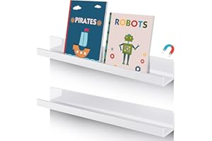 LINCIA 2 Stück magnetisches Bücherregal für Whiteboard, magnetisches Regal, Metall, schwebende Bücherregale für Kinderzimmer, magnetisches Bücherregal, Whiteboard, Klassenzimmer (weiß)