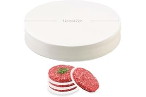 DULUOK 500 Piezas Papel Antiadherente Hamburguesas Horno Papel Redondo para Hamburguesas Impermeable a Prueba de Aceite, Ideal para Mantener las Albóndigas en la Nevera o Hacer Hamburguesas en Casa (12CM)