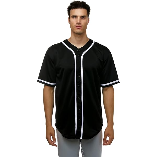 Augusta Sportswear Men's Augusta Retro V-Neck Baseball Jersey Shirt, Black | White, XXL