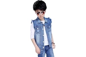 LSERVER-Gilet Giacca Jeans Bambini In Denim Senza Maniche Dei Capretti