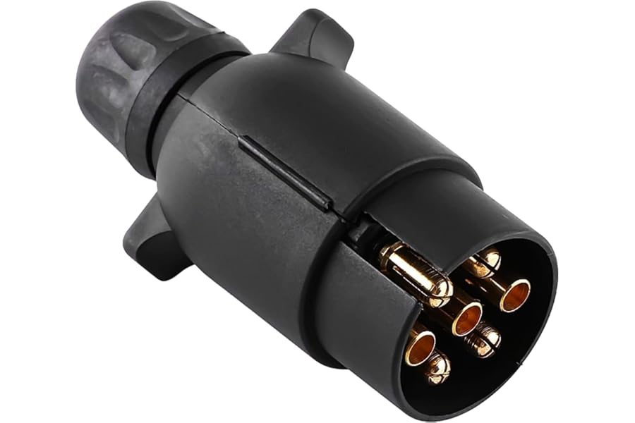 Double Dragon N-Type 7-Pin Trailer Board 12V Plug Towbar Socket Adapter | Waterproof | For Trailer, Caravan, Truck, RV, Towbar Towing, Auto Lamp & Road Lights Connector
