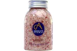 Absolute Aromas Sali da Bagno alla Lavanda 290g - Sale Rosa Naturale dell'Himalaya infuso con Olio Essenziale di Lavanda Francese, Pura al 100% - Rilassa e allevia i muscoli stanchi