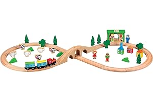 NEW CLASSIC TOYS Lelin Toys - 31916 - Modélisme Ferroviaire - Train En Bois - 50 Pièces