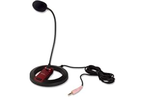 SYBA PC Goose Neck Microphone, Computer Microphone With Mute Switch and Stand, Plug And Play 3.5mm Microphone For Desktop/Laptop/iPad/Tablet
