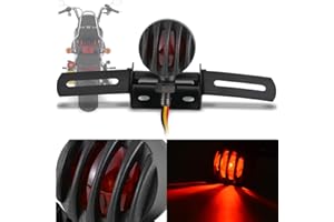 Fanale Posteriore Universale per Moto, NATGIC 1PCS 12V Luce Freno per Moto con Porta Targa Luce Stop Posteriore per Tutti i Tipi di Moto e Bici Stile Retrò Modificate (Guscio Nero e Lente Rossa)