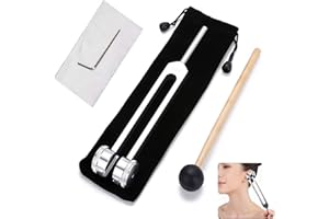 GIUSOBG Diapason 128 hz Curativo Strumento Medico per Terapia del Suono, con Diapason Martello in Silicone, Panno di Pulizia e Sacchetto di Stoccaggio ideale per terapia del suono, Alleviare lo Stress