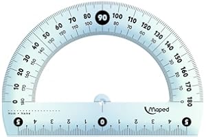 Maped M146134 - Goniometro 180 gradi, 1 pezzo, 12 cm con custodia protettiva