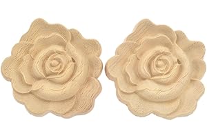 Kesheng 2X Holzornamente Holzrose Holzblumen Schnitzerei für Möbel Schrank Wand Dekor MEHRWEG